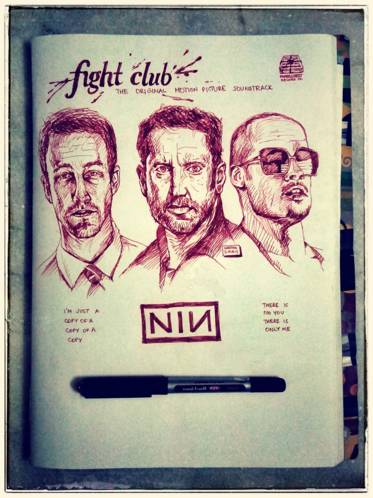 Nine Inch Nails - Fight Club Soundtrack Album Cover - Drawing by Karthik Abhiram